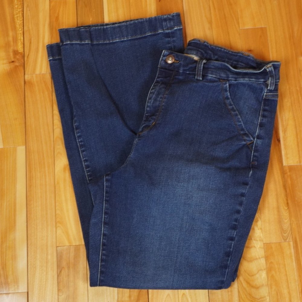 Duluth Trading Co Dark Wash Wide Leg‎ Jeans Size 14x31